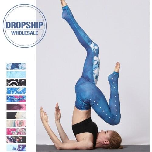 Vintage Fitness Yoga Pants Slim High waist Sport Leggings Gym Girls Elastic Printed Tights for Running Jogging Tummy Control