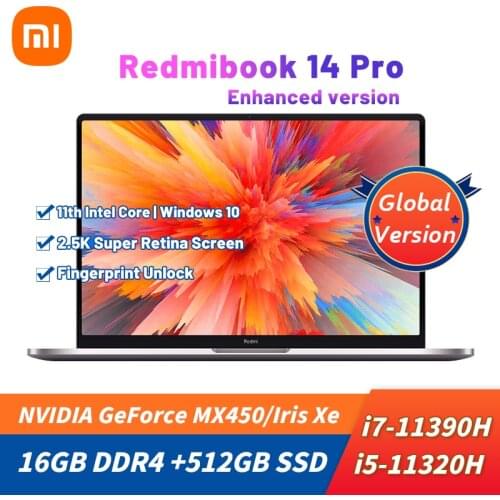 Xiaomi RedmiBook Laptop Pro 14 Intel Core i7-11390H / i5-11320H 16GB+512GB Notebooks 2.5K Retain Screen Slim Win10 Computer 2021