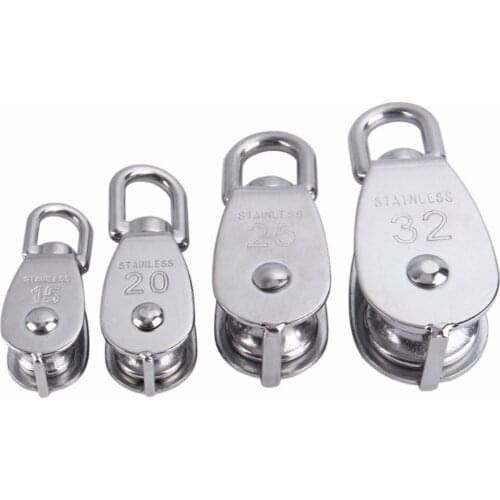 1pcs 304 Stainless Steel Pulley Heavy Single Wheel Swivel Lifting Rope Pulley Block For Wire Rope Durable High Quality Pulley