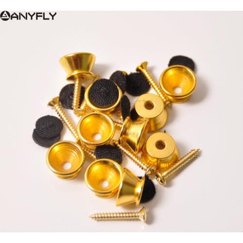 Traditional Style 2 Pairs/Pack Chrome Golden Electric Acoustic Guitar Bass Strap Button Lock End Pins