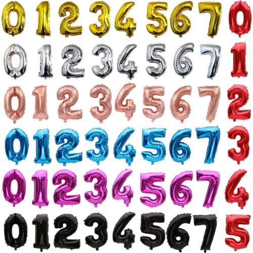 32 inch number balloons Big Rose Gold Silver Black Figure Foil Balloon Wedding Birthday Party Decoration Balloons