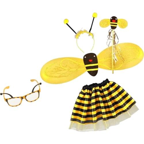 5/set Bumblebee Wings Set Girl Kids Fancy Dress Bug Insect Kid Dressing up Costume Glasses Decoration