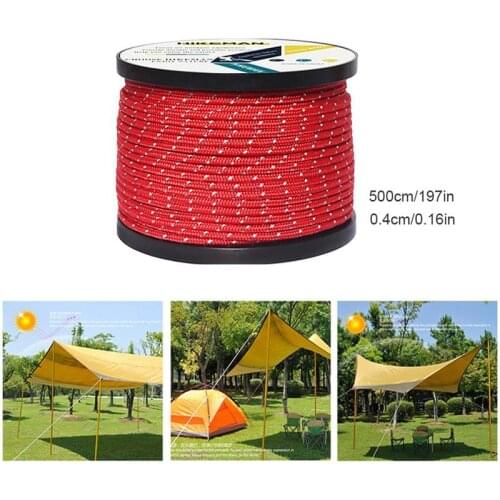 50 Meters Tent Rope 4mm Thicken Multi-functional Windproof Rope with Buckles Reflective Camping Rope for Canopy Awning new