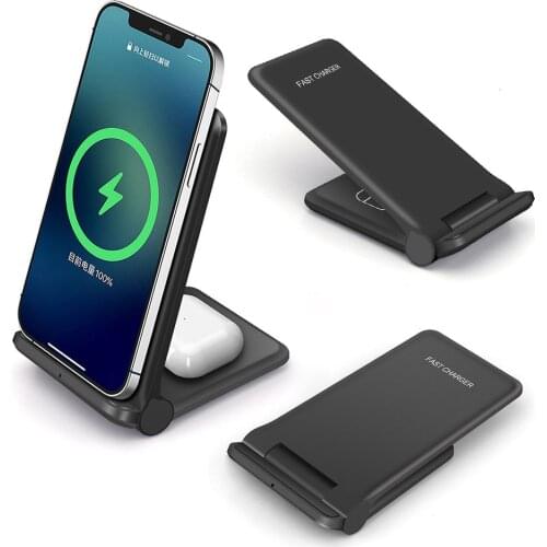 20W 2 in 1 Qi Wireless Charger For iPhone 12 11 8 XS XR Airpods Pro Fast Charging Stand Pad for Samsung S21 S20 S10 Galaxy Buds