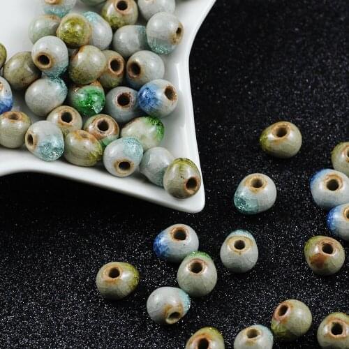 BTFBES 6 8 10mm Ice Crack Pear Shape Ceramic beads Women Men DIY Bracelet Spacer Loose beads for jewelry Necklace Making Finding