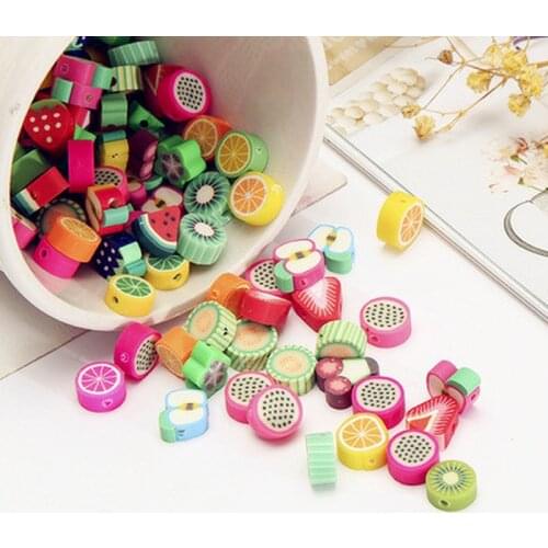 100pcs/Lot 10mm Mixed Colors Fruit Shape Clay Spacer Beads Polymer Clay Beads For Jewelry Making DIY Handmade Accessories