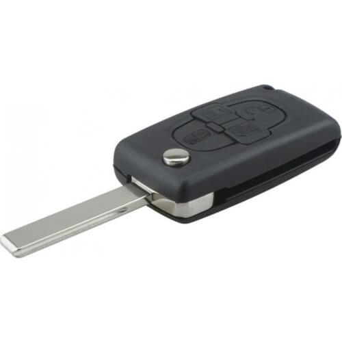 Black 4 Buttons Folding Replacement Car Key Remote Fob Shell Case with Uncut Car Flip Key for Peugeot 1007 Citroen C8