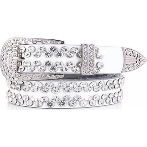 Cinturones mujer 2021 fashion womens belt full rhinestone wide 3.5 cm white ceinture femme wedding dress cowhide ceinture