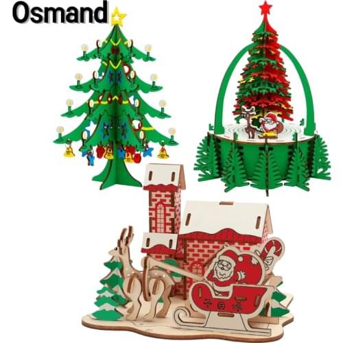 Wooden 3D DIY Puzzle Ferris Wheel Carousel Model Building Kit Jigsaw Laser Cutting Assembly Educational Toys for Kids Xmas Gifts