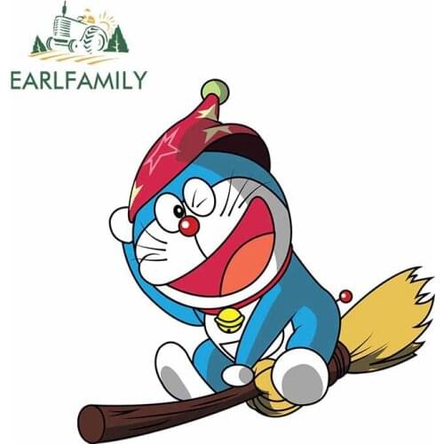 EARLFAMILY 13cm x 13cm Doraemon Car Stickers Vinyl Car Wrap Auto Sticker 3D Decals for JDM Car Bumper Body Windows Wall