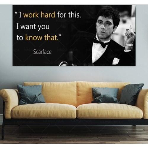 Scarface Movie Quotes Posters and Prints Extraordinary Tony Montana Portrait Canvas Painting Wall Picture for Living Room Decor