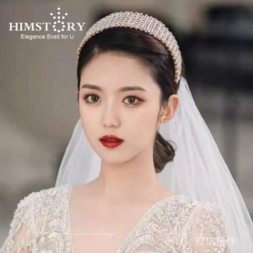 Himstory Handmade European Crystal Wedding Hairband Fashion Wiild Tiaras Rhinestones Women Evening Dress Hair Accessories