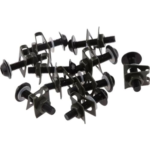 Pack of 10 Motorcycle M6 Metal Fairing Bolt Spire Speed Fastener Clip Screws Nuts for KMT ATV Black