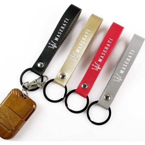 Leather Keychain Metal key rings Chains Customize Personalized Gifts Car Key Holder For Maserati Auto Keyring