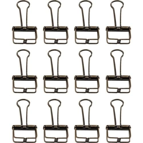 Creative Wire Binder Clips 12 PCS Reusable Paper Clips Skeleton with Good Elasticity Strong Grip for Your Documents (Bronze)