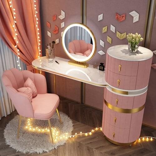 Light Luxury Dressing Table Storage Cabinet Integrated Small-sized Makeup Table Rock Plate Simple Vanity Table Bedroom Girls