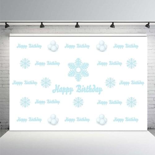 Mehofoto Cartoon Photography Backdrops for Boy Birthday Party Newborn Baby Winter Christmas Photo Background White Snowflake