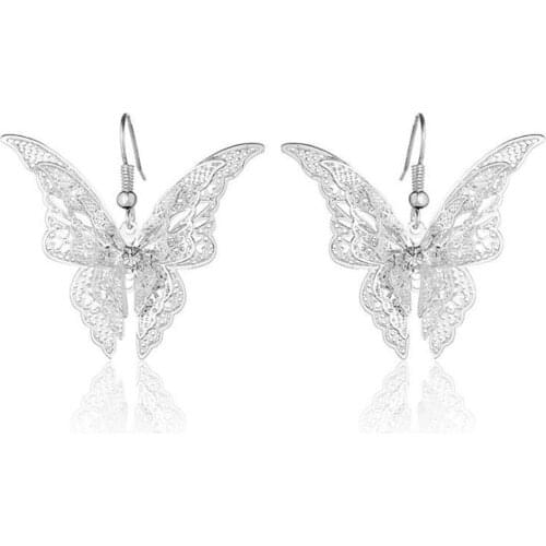 Fashion Lady Hollow Butterfly Charm Pendant Dangle Earrings Eardrop Jewelry Decor Accessory Valentines Day present