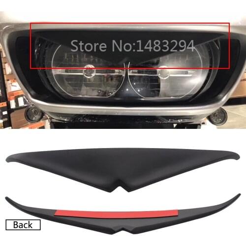 Motorbike Headlamp Eyebrow Eyelid Sticker Decoration Headlight Upper Tip Cover Visor Accent Trim For Harley Road Glides 15-20