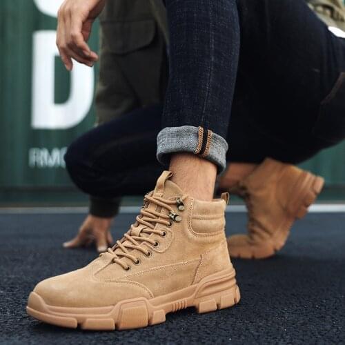 Mens Boots Winter Boots British Trend Mens Boots Retro Boots Tide Tooling Shoes Fashion Mens Snow Shoes Work Safety Shoes