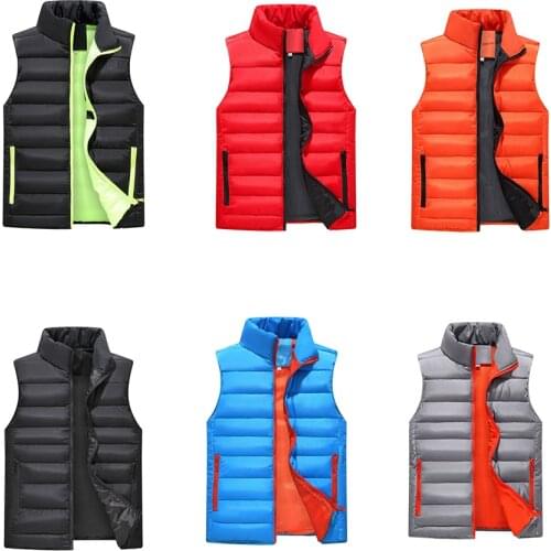 B 2018 New winter Autumn Sleeveless Jacket for Men Fashion Warm Male Winter Vest Light Plus Size Mens Down cotton Waistcoat