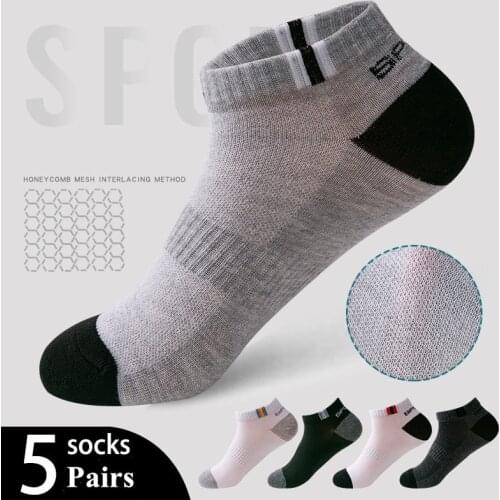 DOIAESKV 5 Pairs/lot Breathable Mens Socks Short Ankle Socks Men Patchwork Mesh Socks Male Boat Socks for All Season