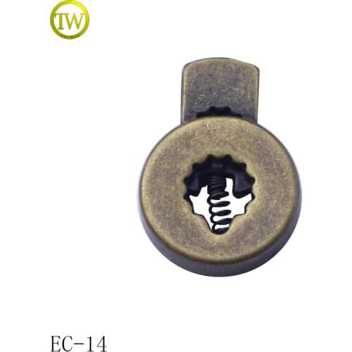 EC14 Latest Design antique brass spring metal cord end metal stopper