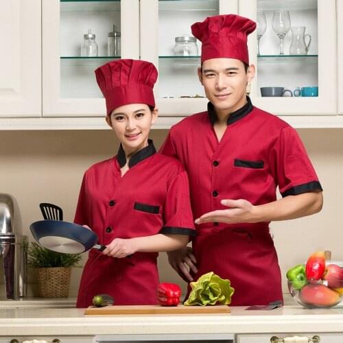 New Hotel Chef Jacket Short Sleeve Summer Restaurant Canteen Pastry Baking Uniform Food Bakers Clothes Work Wear B-6054