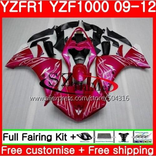 Bodys For YAMAHA YZF1000 YZFR1 09 10 11 12 YZF-1000 77SH5 YZF-R1 top Rose Pink YZF 1000 R 1 YZF R1 2009 2010 2011 2012 Fairings