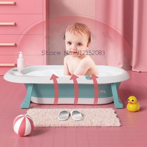October Crystal Baby Bath Tub Baby Bath Bucket Childrens Foldable Bath Tub Household Newborn Large Size Can Sit And Lie Down