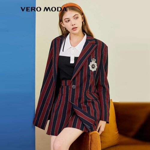Vero Moda Women England Style Stripe Loose Fit Suit Coat Blazer | 320308051