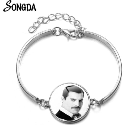 Latest Freddie Mercury Silver Plated Bracelet Rock Band Queen Popular Singer Art Charm Adjustable Bracelets Fans Bangles