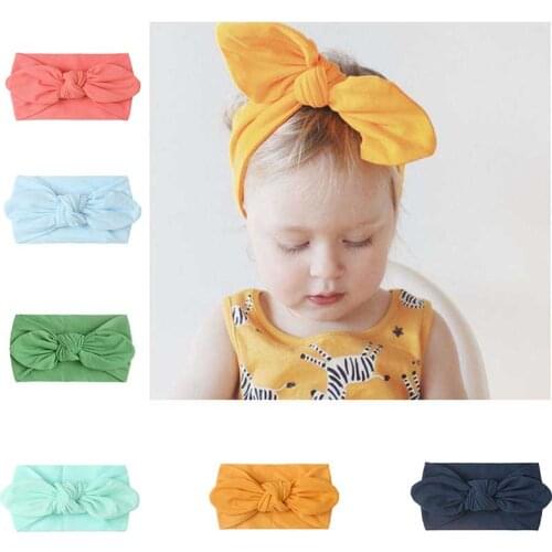 New Baby Nylon Headband Soft Rabbit Bowknot Turban Hair Bands for Children Girls Elastic Headwrap Hair Accessories
