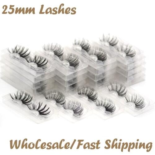 Eyelashes Bulk 25mm Faux Mink Lashes50/100/200 Pairs Lot Fast Shipping Wholesale 25mm False Eyelashes Long Beauty Fake Lash