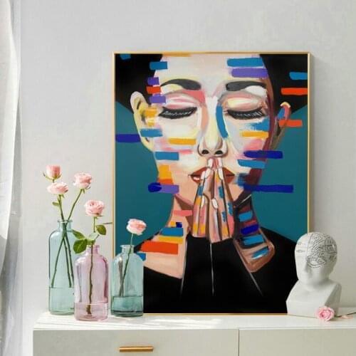 SELFLESSLY ART Wall Art Praying Girl Canvas Paintings Wall Pictures For Living Room Modern Figure Art Cuadros Decoration Prints