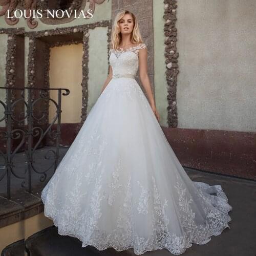 Louis Novias Sleeveless Sexy Wedding Dress 2020 New Fashion Deep Sweetheart Beading Appliques Floral Print Wedding Dress Turkey