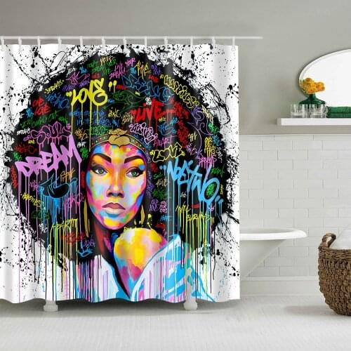 3d African Black Girl Women Art Design Bathroom Shower Curtains Color Waterproof Polyester Curtain With Hooks Dropshipping