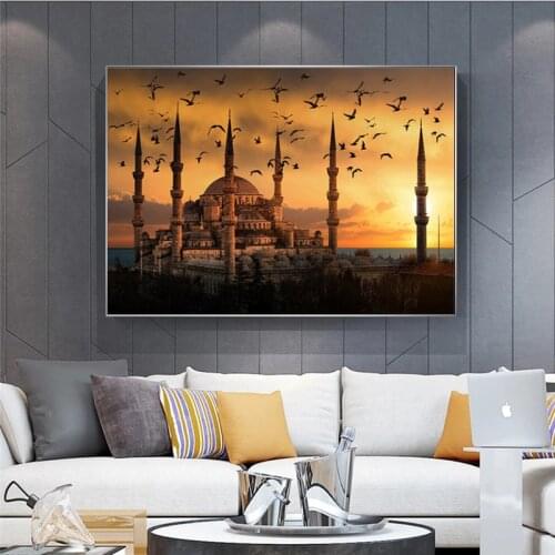 Modern Landscape Art Istanbul At Sunset Canvas Painting Modern Posters and Prints Wall Art Pictures for Living Room Home Decor