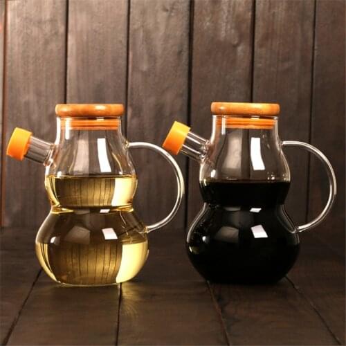 Gourd Shape Glass Olive Oil Leak-proof Oil Dispenser Kitchen Tool Cruet Transparent Storage Bottle Vinegar Pot Sauce Container