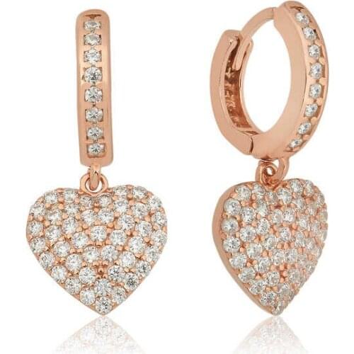 Tevuli 925 Sterling Silver Heart Detail Mengeçli Earrings