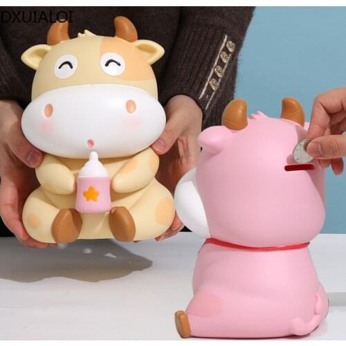 Home decoration ox year creative cartoon vinyl anti-fall piggy bank kindergarten toys pupils children piggy bank ornaments