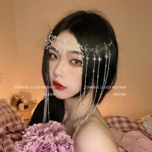 Crystal hair adornment forehead adornment ancient Chinese dress face curtain eyebrow center ancient costume accessories headdres