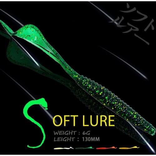 WALK FISH 5PCS/Lot 130mm/6g Soft Lure Wobbler Long Tails Fishing Baits Screw Thread Fishing Baits Artificial Silicone Soft Baits