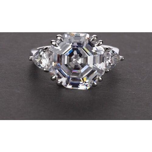 Trendy 100% 925 Sterling Silver Created Moissanite Wedding Rings For Women Shiny Party Jewelry Fine Jewelry Gift Wholesale