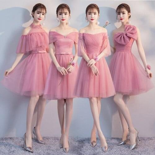 New short sweat Dark pink lady girl women princess bridesmaid banquet party dress gown free shipping