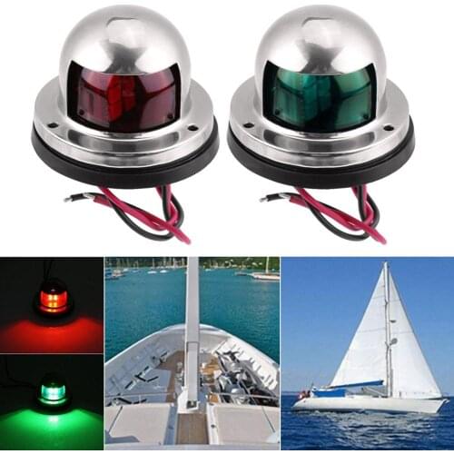 1Pair 12V Stainless Steel Red Green Bow LED Navigation Lights Boat Marine Indicator Spot Light Marine Boat Yacht Sailing Light