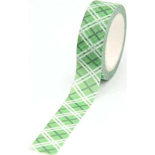 1PC 15mm*10m Kawaii Christmas White Stripes Black Stripes Green Tapes for Scrapbooking Stickers Adhesive Masking TapesStationery