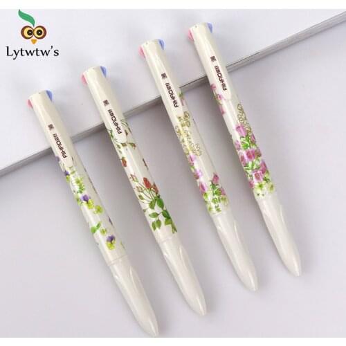 1pcs Cute Kawaii Flower Ballpoint Pen Creative 4 Colors Ball Point Korean Stationery Office school supply sweet lovely wedding