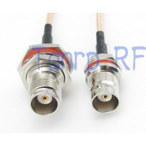 10pcs 15CM Pigtail coaxial jumper cable RG316 cord 6inch TNC female jack to mini BNC female nut bulkhead RF adapter connector