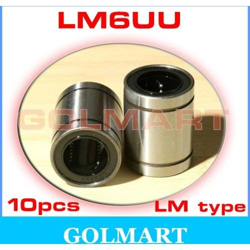 10pcs Linear Bearings New Precision LM6UU Bearing 6*12*19mm Linear Motion Bush Bushing for 6mm shaft rail